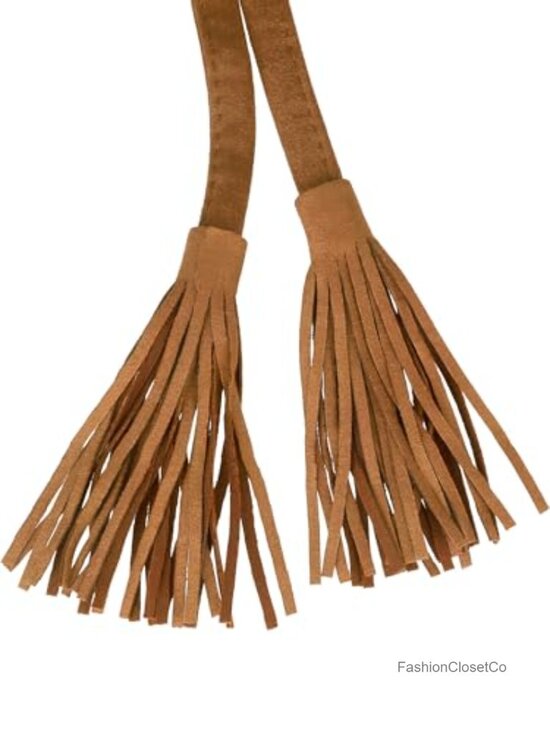 Faux Suede Tassel Belt, Vintage Bow Tie Corset Cinch Obi Waistband for Dress main image 6